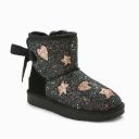 OZWEAR UGG 2020新款真皮真毛加绒保暖短靴星星闪粉款（OB602黑色）
